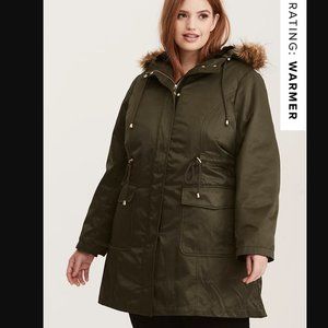 NEW Torrid 3 in 1 parka olive green size 4 4x plus curvy